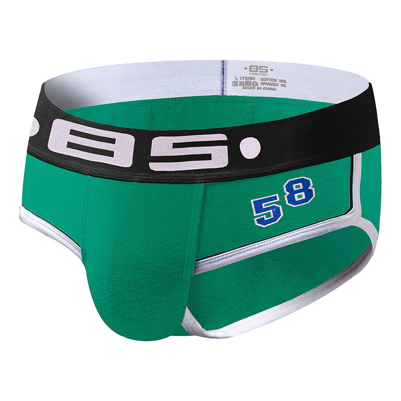 Daily wear|Gym sessions|Fitness activities|Pride events|Athletic training|Breathable|Butt-lift design|Shaping|Slimming|Comfort|Proper support|Athletic performance|Body sculpting|Men's trunks|Low-rise underwear|Athlete trunks|Sexy trunks|Green|3D Front view
