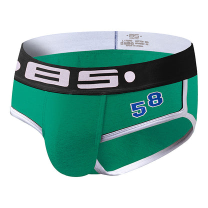 Daily wear|Gym sessions|Fitness activities|Pride events|Athletic training|Breathable|Butt-lift design|Shaping|Slimming|Comfort|Proper support|Athletic performance|Body sculpting|Men's trunks|Low-rise underwear|Athlete trunks|Sexy trunks|Green|3D Front view