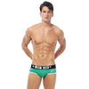 Daily wear|Gym sessions|Fitness activities|Pride events|Athletic training|Breathable|Butt-lift design|Shaping|Slimming|Comfort|Proper support|Athletic performance|Body sculpting|Men's trunks|Low-rise underwear|Athlete trunks|Sexy trunks|Green|Front view