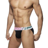 0850 Bikini Briefs men's moisture wicking briefs in black, front view