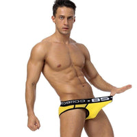 0850 Collection Briefs men's breathable design briefs in yellow, front view