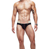 0850 Fitness Briefs men's moisture wicking briefs in black, front view