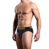 0850 Hollow-Out Briefs men's moisture wicking briefs in black, right side view