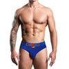 0850 Hollow-Out Briefs men's moisture wicking briefs in bright blue, front view