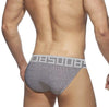 0850 Holographic Digital Briefs men's moisture wicking briefs in gray, back view