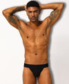 ADANNU Classic Solid Color Jockstrap men's breathable design jockstrap in Black, front view