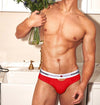 ADANNU Hollow-Out Briefs men's breathable design briefs in red, front view