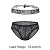 ADANNU Lace Strap & Briefs Set men's breathable design briefs set in black, front view
