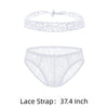 ADANNU Lace Strap & Briefs Set men's breathable design briefs set in white, front view