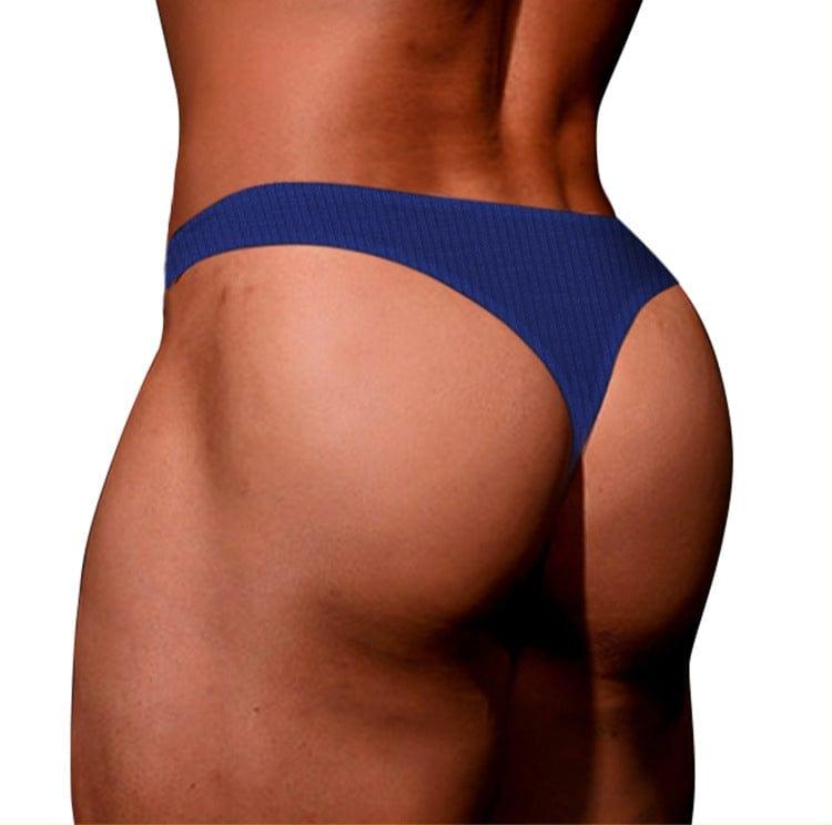 ADANNU Modal Solid Color Thong men's breathable design thong in Sky Blue, back view