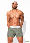 Front view of DESMIIT Quick-Dry Swim Trunks with Quick Dry feature in Green.