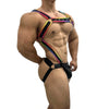 JOCKMAIL Adjustable Jockstrap with Detachable Harness Set men's comfort fit jockstrap harness set in Rainbow, left side view