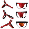 JOCKMAIL Adjustable Removable Harness Jockstrap Men's Lingerie Suit men's comfort fit harness jockstrap lingerie suit in Red, three-view image