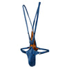 JOCKMAIL Adjustable Thong & Jockstrap Bodysuit men's comfort fit thong and jockstrap bodysuit in Kingfisher Blue, front view