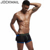 JOCKMAIL Bulge Pouch Mesh Boxers men's breathable mesh underwear in black, front view