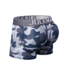 JOCKMAIL Camo Mesh Boxers with Removable Pads men's breathable mesh underwear in gray, 3D back view