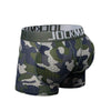 JOCKMAIL Camo Mesh Boxers with Removable Pads men's breathable mesh underwear in green, 3D back view