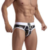 JOCKMAIL Camo Mesh Sports Briefs men's breathable design briefs in white, front view