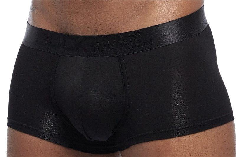 Daily wear|Gym sessions|Holiday parties|Pride events|Night gatherings|Breathable|Butt-lift design|Snug fit|Lightweight|Shaping|Waistline control|Slimming|Abdomen control|Comfort|Proper support|Stylish appearance|Festive mood|Body sculpting|Men's trunks|Low-rise underwear|Polyester pouch trunks|Core design trunks|Sexy trunks|Black|Front view3