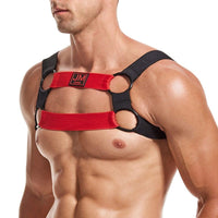 JOCKMAIL Dynamic Elastic Harness with a comfort fit in Red, front view