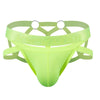 JOCKMAIL Electric Charge Adjustable Support Dual Jockstrap men's stretchable jockstrap in Fluorescent Yellow, front view