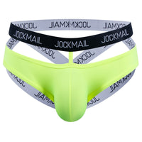 JOCKMAIL Heatwave Sheer Double-Strap Jockstrap men's butt-lift design jockstrap in Fluorescent Yellow, front view