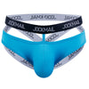 JOCKMAIL Heatwave Sheer Double-Strap Jockstrap men's butt-lift design jockstrap in Kingfisher Blue, front view
