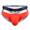 JOCKMAIL Heatwave Sheer Double-Strap Jockstrap men's butt-lift design jockstrap in Orange, front view