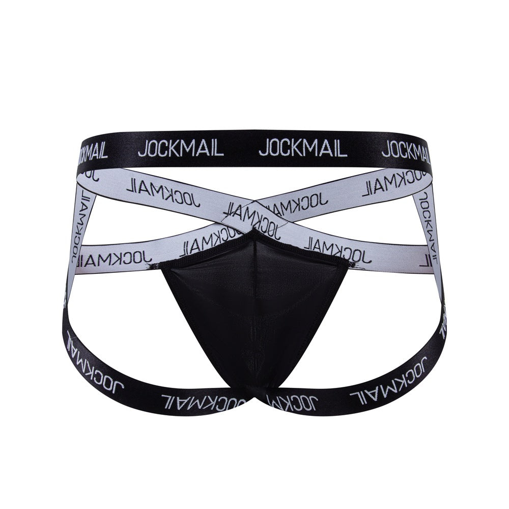 JOCKMAIL Heatwave Sheer Jockstrap men's breathable design jockstrap in Black, back view