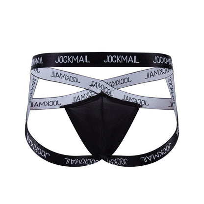 JOCKMAIL Heatwave Sheer Jockstrap men's breathable design jockstrap in Black, back view