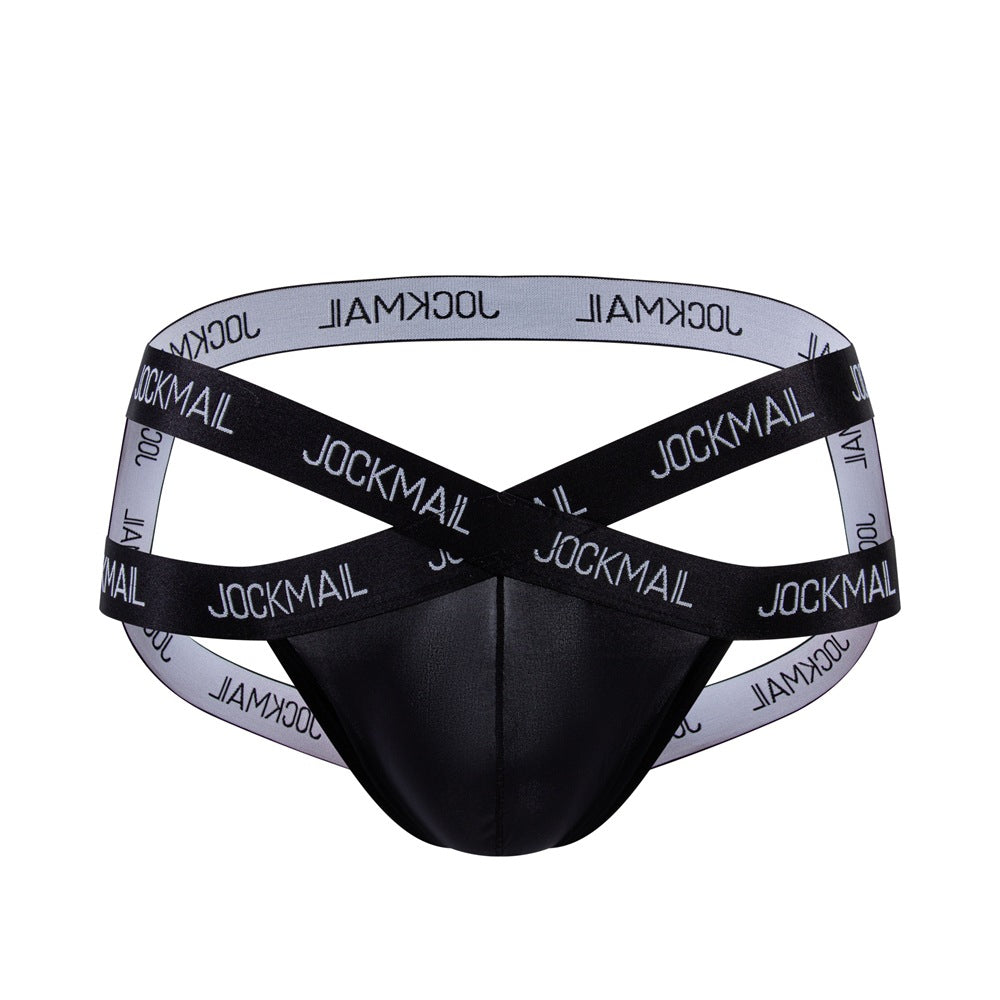 JOCKMAIL Heatwave Sheer Jockstrap men's breathable design jockstrap in Black, front view