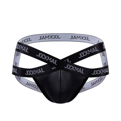 JOCKMAIL Heatwave Sheer Jockstrap men's breathable design jockstrap in Black, front view