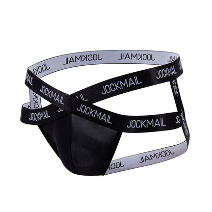 JOCKMAIL Heatwave Sheer Jockstrap men's breathable design jockstrap in Black, left side view