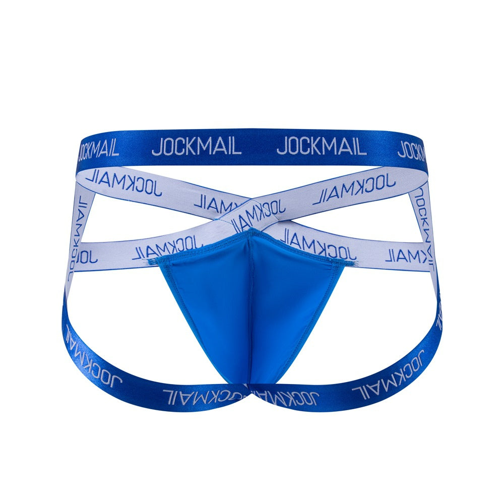 JOCKMAIL Heatwave Sheer Jockstrap men's breathable design jockstrap in Blue, back view