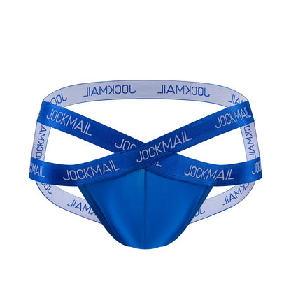 JOCKMAIL Heatwave Sheer Jockstrap men's breathable design jockstrap in Blue, front view
