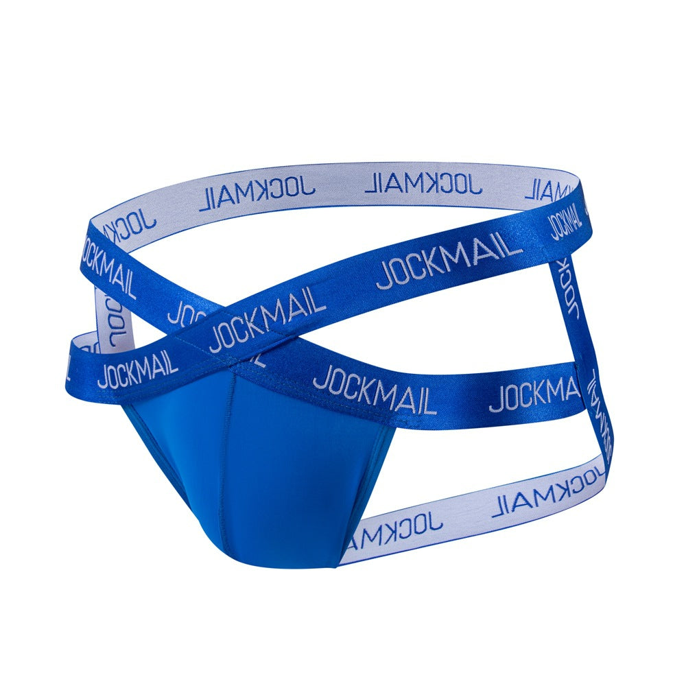 JOCKMAIL Heatwave Sheer Jockstrap men's breathable design jockstrap in Blue, left side view