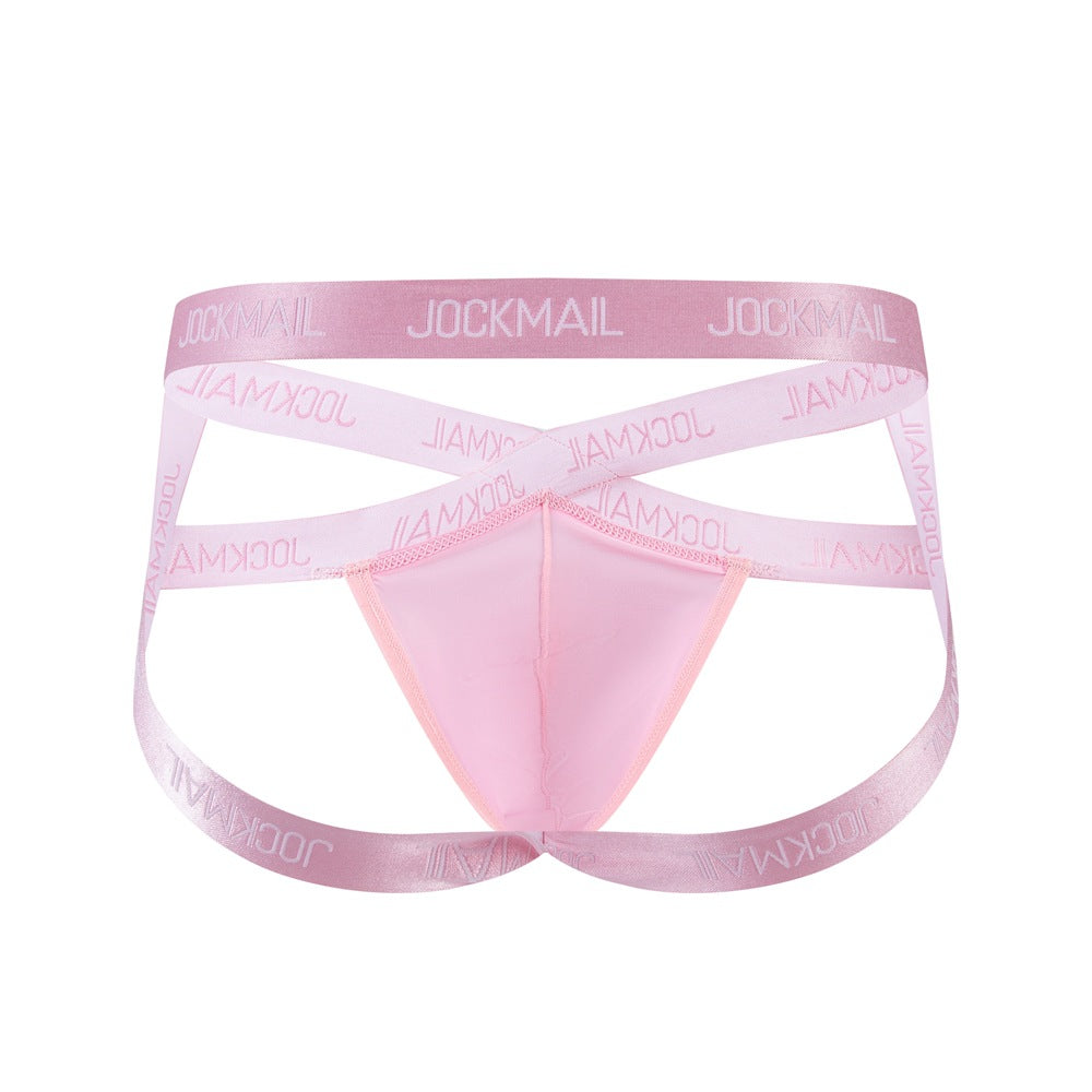 JOCKMAIL Heatwave Sheer Jockstrap men's breathable design jockstrap in Pink, back view