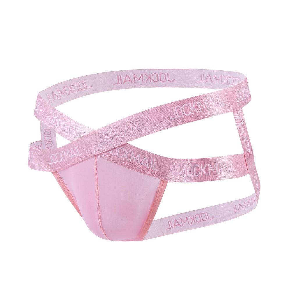 JOCKMAIL Heatwave Sheer Jockstrap men's breathable design jockstrap in Pink, front view