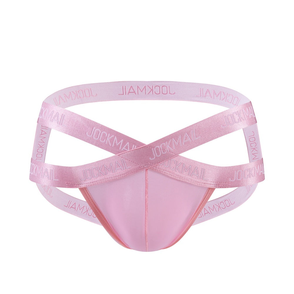 JOCKMAIL Heatwave Sheer Jockstrap men's breathable design jockstrap in Pink, left side view