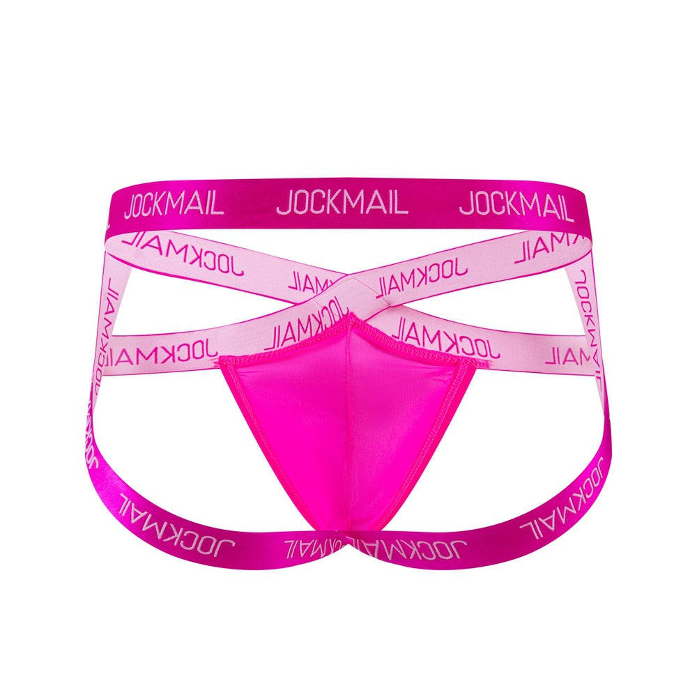 JOCKMAIL Heatwave Sheer Jockstrap men's breathable design jockstrap in Rose Red, back view