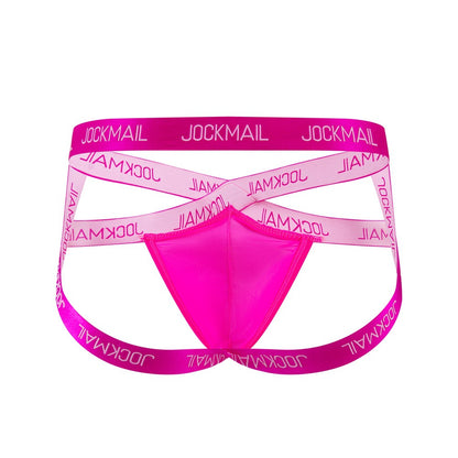 JOCKMAIL Heatwave Sheer Jockstrap men's breathable design jockstrap in Rose Red, back view