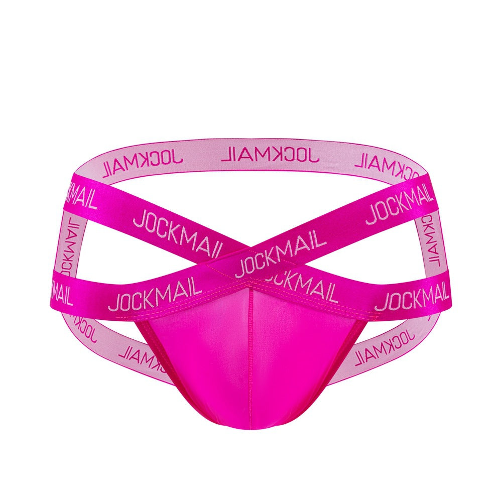 JOCKMAIL Heatwave Sheer Jockstrap men's breathable design jockstrap in Rose Red, front view