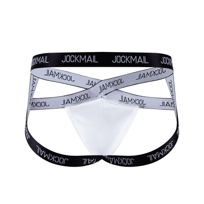 JOCKMAIL Heatwave Sheer Jockstrap men's breathable design jockstrap in White, back view