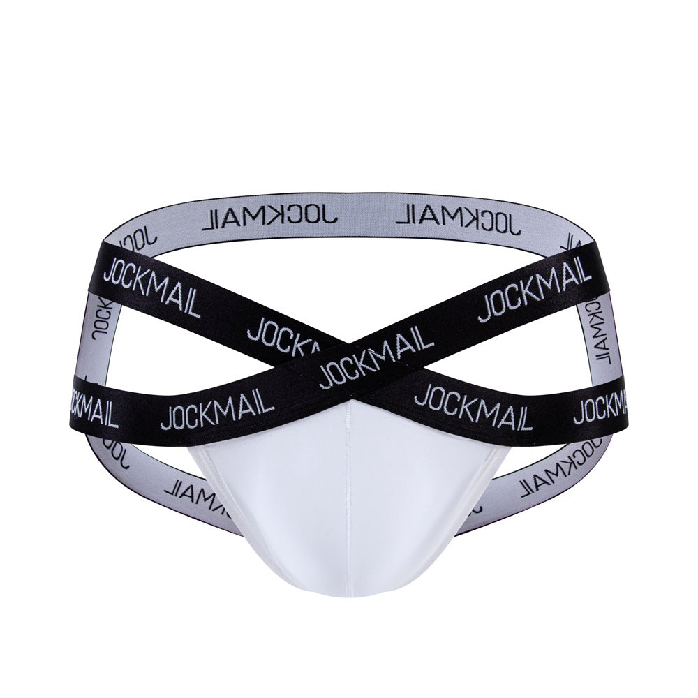JOCKMAIL Heatwave Sheer Jockstrap men's breathable design jockstrap in White, front view