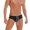 Front view of JOCKMAIL Hot Spring Swim Brief with Removable Bulge Pouch with Quick Dry feature in Black.