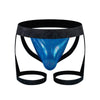 JOCKMAIL Iridescent Suspenders Double Jockstrap men's comfort fit jockstrap in Blue, front view