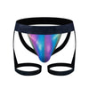 JOCKMAIL Iridescent Suspenders Double Jockstrap men's comfort fit jockstrap in Rainbow, front view