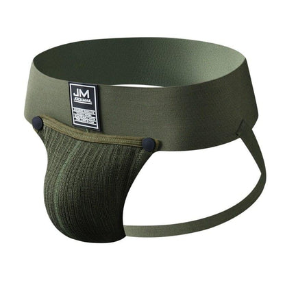 JOCKMAIL Jockstrap with Detachable Pouch men's comfort fit jockstrap in Army Green, 3D left side view
