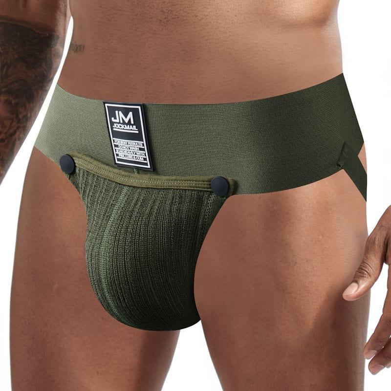 JOCKMAIL Jockstrap with Detachable Pouch men's comfort fit jockstrap in Army Green, detail view
