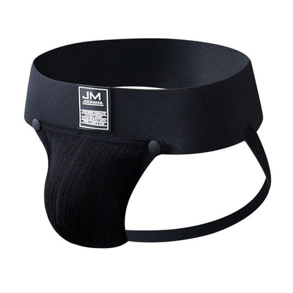 JOCKMAIL Jockstrap with Detachable Pouch men's comfort fit jockstrap in Black, 3D left side view